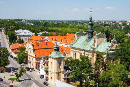 Sandomierz, Poland - MAY 23  Panorama of the historic old town, which is a major tourist attraction  MAY 23, 2014  Sandomierz, Polandのeditorial素材