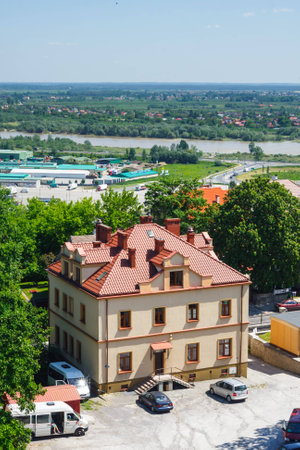 Sandomierz, Poland - MAY 23  Panorama of the historic old town, which is a major tourist attraction  MAY 23, 2014  Sandomierz, Polandのeditorial素材