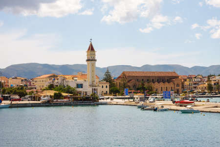 view of the city and harbor Zakynthos, Greeceの写真素材