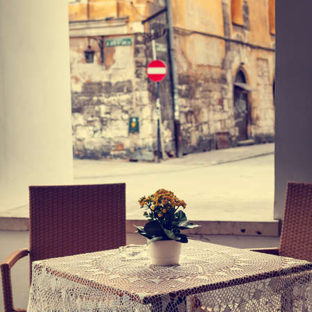 Vintage outdoor restaurantの写真素材