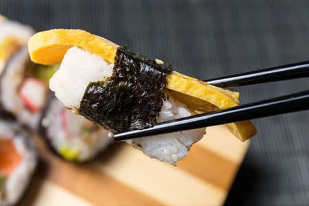 Close up of sushi, Japanese seafoodの写真素材