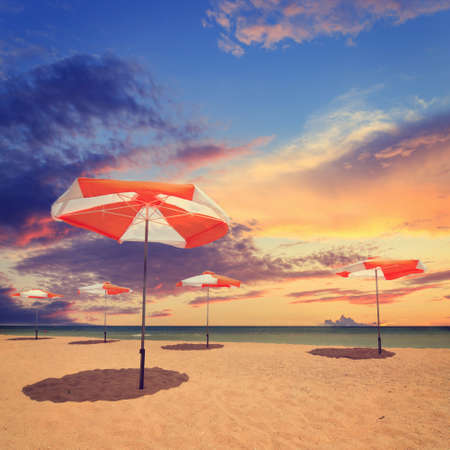 beautiful tropical sunset sky and sea, vintage lookの写真素材