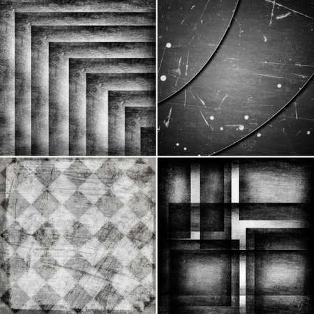 set of geometric grunge black and white backgroundsの写真素材