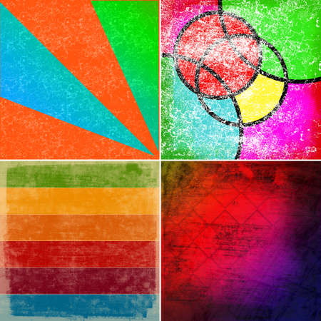 set of geometric grunge colorful backgroundsの写真素材