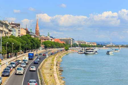 HUNGARY, BUDAPEST- JULY 24: A view to Budapest on July 24, 2014. Budapest is one of the most visited by tourists capital in Europeのeditorial素材