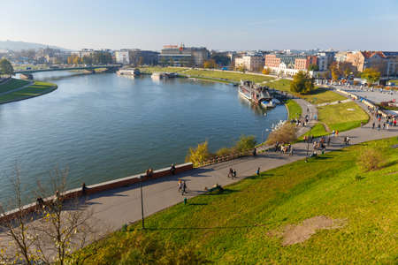 KRAKOW, POLAND - November 02: View from Royal Wawel Castle area in Krakow on november 02, 2014. Krakow is most famous city to visit in Polandのeditorial素材