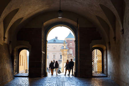 KRAKOW, POLAND - November 02: People visit Royal Wawel Castle in Krakow on november 02, 2014. Krakow is most famous city to visit in Polandのeditorial素材