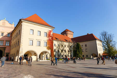 KRAKOW, POLAND - November 02: People visit Royal Wawel Castle in Krakow on november 02, 2014. Krakow is most famous city to visit in Polandのeditorial素材