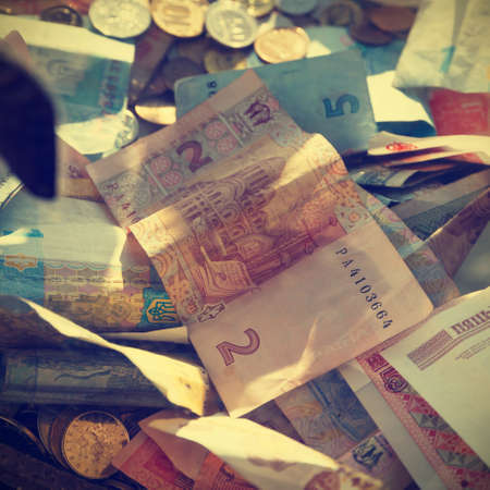 money of different denominations and different countriesの写真素材