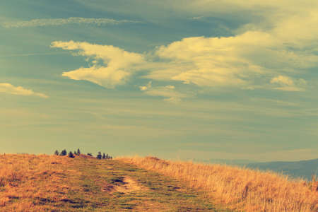 autumn mountain landscape, vintage lookの写真素材