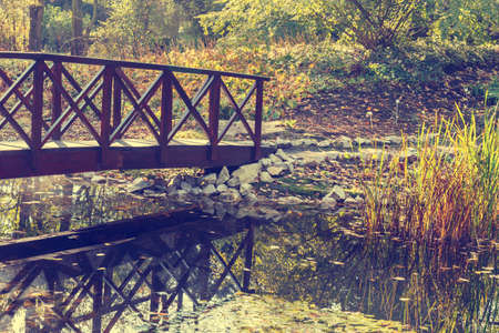 small bridge in the parkの写真素材