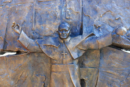 Wadowice, Poland - September 07, 2014: Sculpture of Pope John Paul II in the city center of Wadowice, the place of birth of Pope John Paul IIのeditorial素材