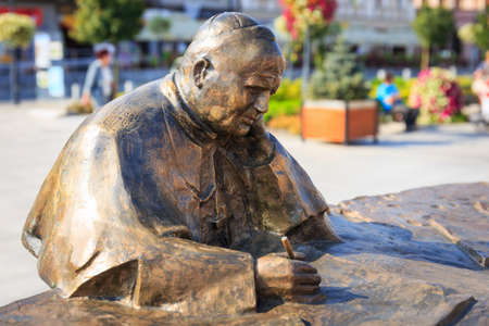 Wadowice, Poland - September 07, 2014: Sculpture of Pope John Paul II in the city center of Wadowice, the place of birth of Pope John Paul IIのeditorial素材