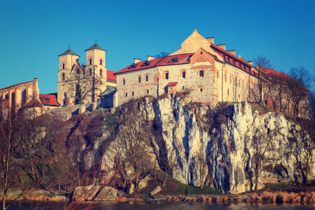Benedictine monastery in Tyniec near Cracow, Poland. Vintage color toneのeditorial素材