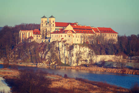 Benedictine monastery in Tyniec near Cracow, Poland. Vintage color toneのeditorial素材