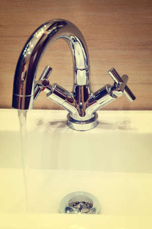 water tap with modern design in bathroom, vintage lookの写真素材