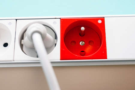 electric plug in a socketの写真素材