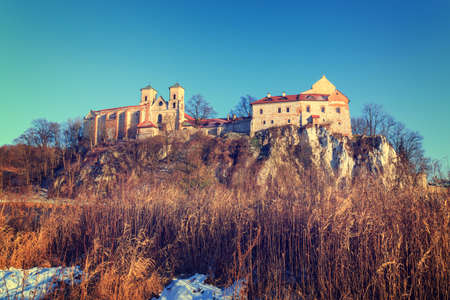 Benedictine monastery in Tyniec near Cracow, Poland. Vintage color toneのeditorial素材