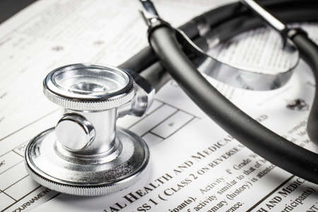 medical record form with a stethoscopeの写真素材