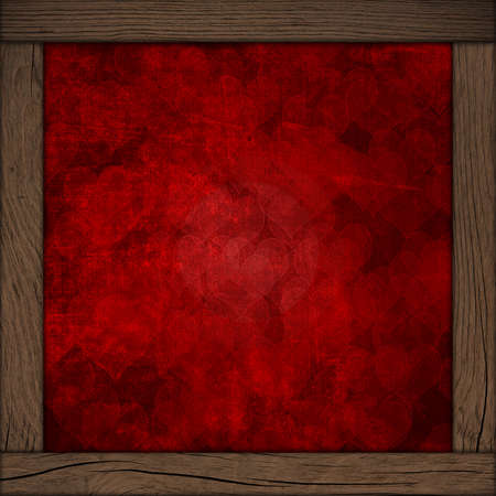 background with hearts and wood frameの写真素材