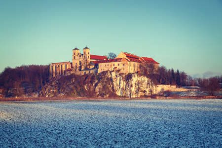 Benedictine monastery in Tyniec near Cracow, Poland. Vintage color toneのeditorial素材