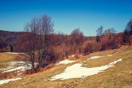 autumn mountain landscape, Beskidy Mountains, Polandの写真素材