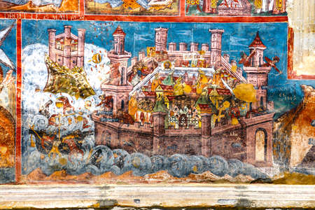 Vatra Moldovitei, Romania, July 06, 2015: Moldovita Monastery, one of the famous painted monasteries in Romania, Unesco Heritage, Romaniaのeditorial素材