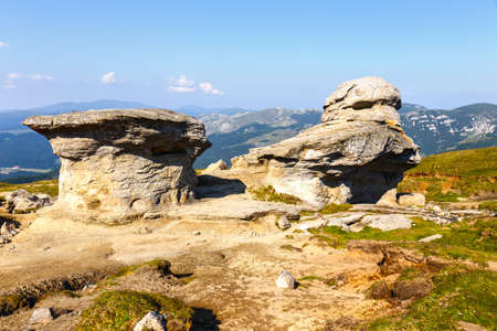 Geomorphologic rocky structures in Bucegi Mountains, Romaniaの写真素材