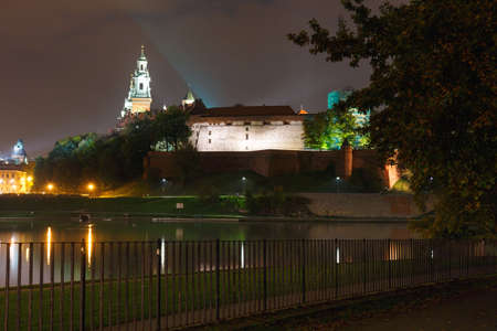 Night view of Royal Wawel castle, Polandのeditorial素材