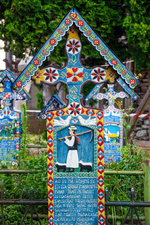 SAPANTA,ROMANIA - 04 JULY, 2015- The merry cemetery of Sapanta, Maramures, Romania. Those cemetery is unique in Romania and in the world.のeditorial素材