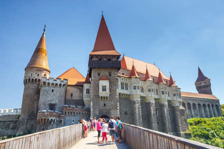 Hunedoara, Romania, 11 July, 2015: People visiting Corvin Castle in Hunedoara, Romaniaのeditorial素材