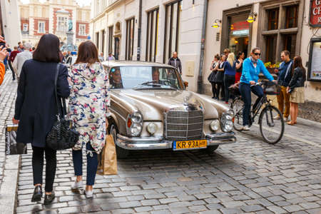 KRAKOW, POLAND - MAY 15, 2015: Classic Mercedes on the rally of vintage cars in Krakow, Polandのeditorial素材