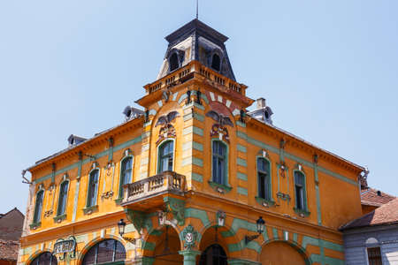 Medias, Romania, 08 JULY 2015: Historical centre of Medias, medieval city in Transylvania, Romaniaのeditorial素材