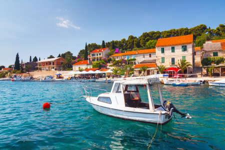 Maslinica, Solta Island, Croatia, 2010 JUNE 30: Marina in small village Maslinica in Solta Island. Nice and interesting tourist destinacjonのeditorial素材