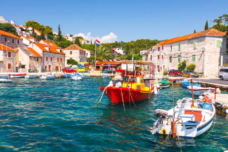 Maslinica, Solta Island, Croatia, 2010 JUNE 30: Marina in small village Maslinica in Solta Island. Nice and interesting tourist destinacjonのeditorial素材