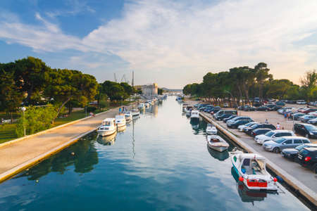 Trogir, Croatia, JULY 01, 2010: View of marina in Trogir, historic town in Croatiaのeditorial素材