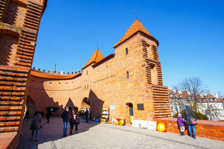 WARSAW, POLAND, 13 march 2016: Renaissance Barbican in Warsaw in a sunny day. Warsaw is the capital of Polandのeditorial素材