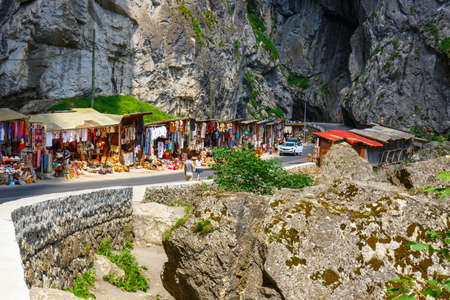 BICAZ GORGES, ROMANIA - JULY 07, 2015 : Tourists visit the Bicaz Canyon. Canyon is one of the most spectacular roads in Romania.のeditorial素材