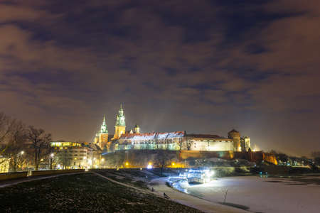Wawel Castle in the evening in Krakow, Polandのeditorial素材