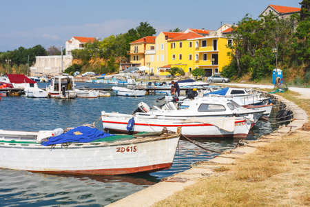 Porat, Croatia, 09 JULY 2010: Morning view on sailboat harbor in Rovinj with many moored boats and yachts, Croatiaのeditorial素材