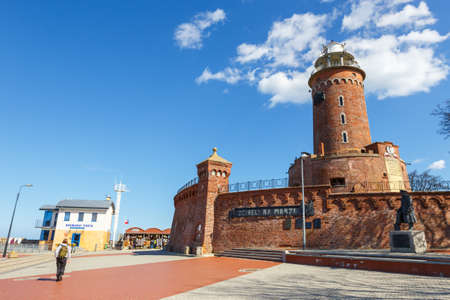 Kolobrzeg, Poland - April 07, 2016: Harbor and the lighthouse in Kolobrzeg, West Pomerania, Polandのeditorial素材