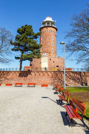 Harbor and the lighthouse in Kolobrzeg, West Pomerania, Polandの写真素材