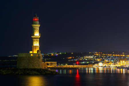 Night view of Chania, Crete, Greeceの写真素材