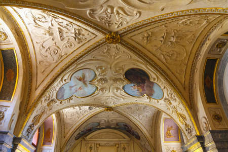 Prague, Czech Republic - August 20, 2011: interiors and frescoes of  Wallenstein Palace currently...