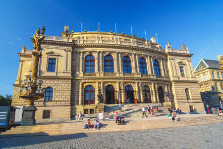 PRAGUE, CZECH REPUBLIC - September 19, 2011: The building of Rudolfiunum concert halls on Jan Palach Square with unidentified people, Prague, Chech Republicのeditorial素材