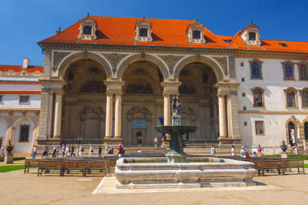 Prague, Czech Republic - August 20, 2011: unidentified people visit Wallenstein Palace currently the home of the Czech Senate in Pragueのeditorial素材