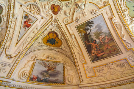 Prague, Czech Republic - August 20, 2011: interiors and frescoes of  Wallenstein Palace currently...