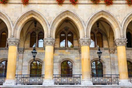 Facade of city hall in Vienna, Rathaus, Austriaの写真素材