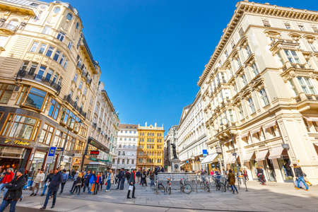Vienna, Austria, October 15, 2016: Tourists on Graben Street, one of the most famous streets of Vienna, Austriaのeditorial素材