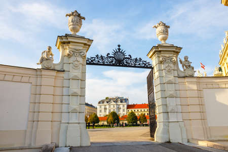 VIENNA, AUSTRIA - October 15, 2016: Belvedere Palace and garden in Vienna. The Main palace  - Upper Belvedere. Austria.のeditorial素材